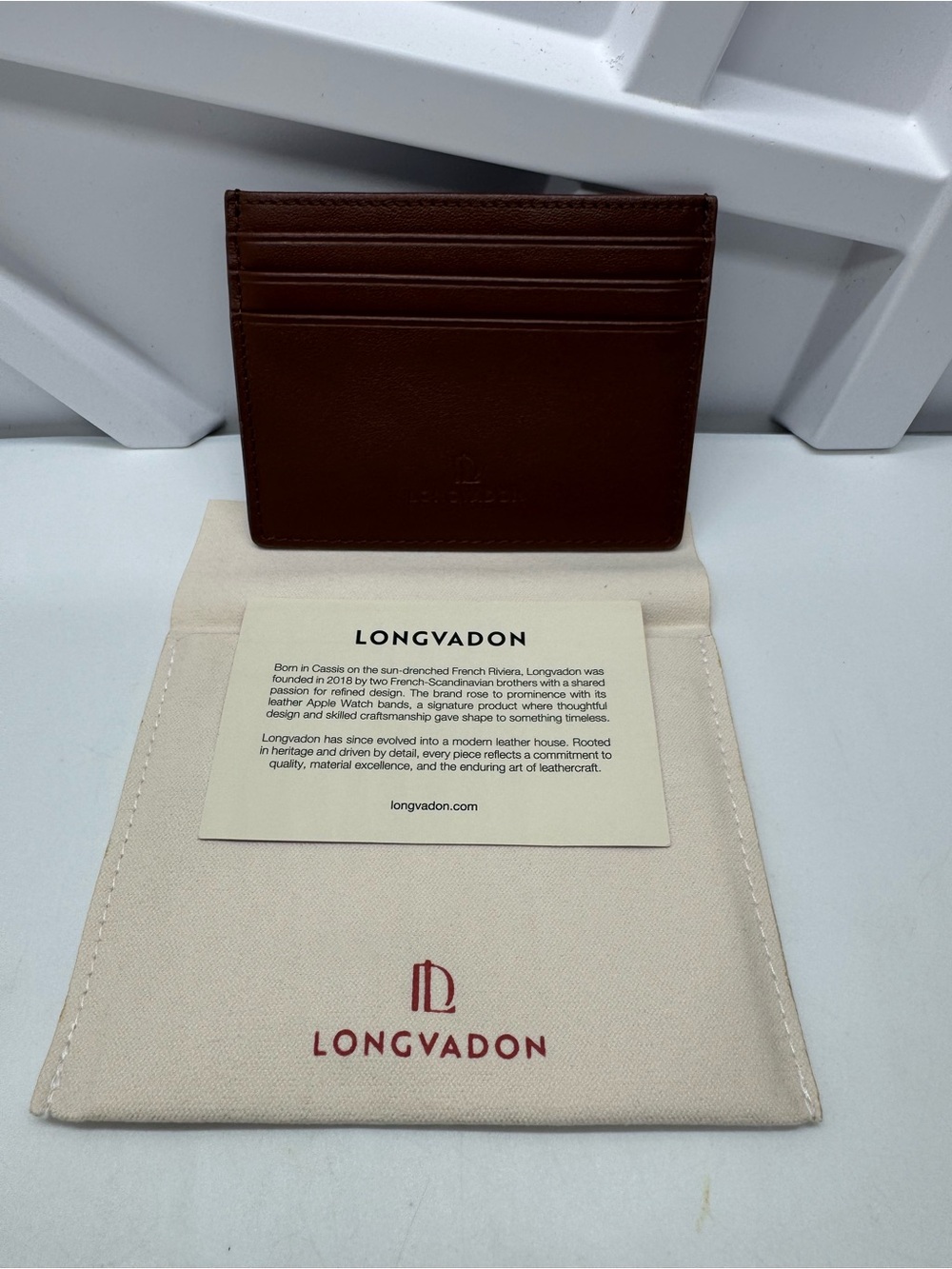 NWT Longvadon 1407 Soft Leather Card Holder 7CC Marron Cognac #0164